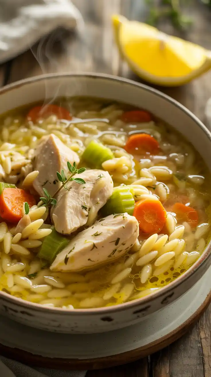 Lemon Chicken Orzo Soup