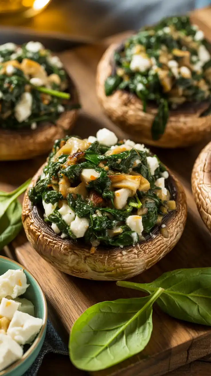 Spinach and Feta Stuffed Mushrooms