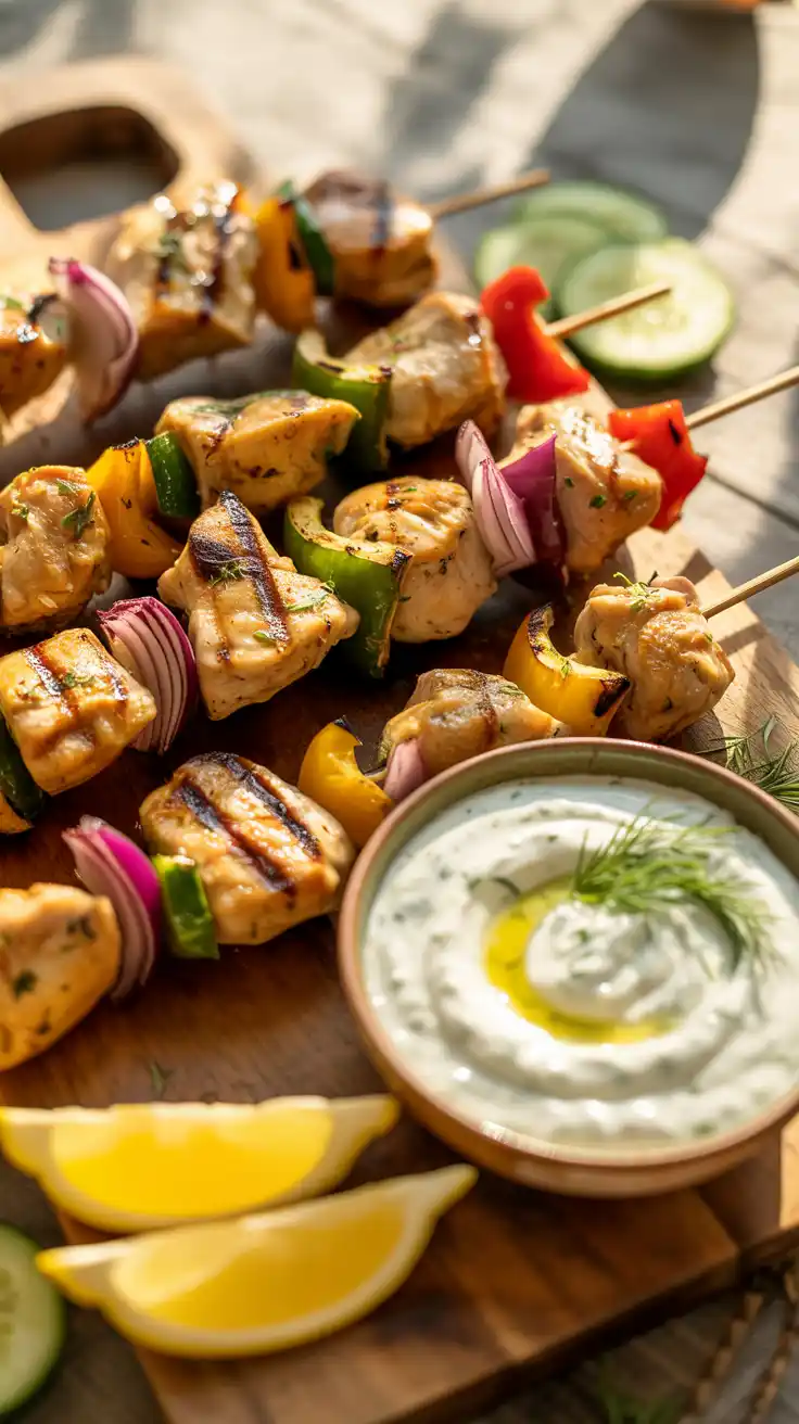 Grilled Chicken Skewers with Tzatziki