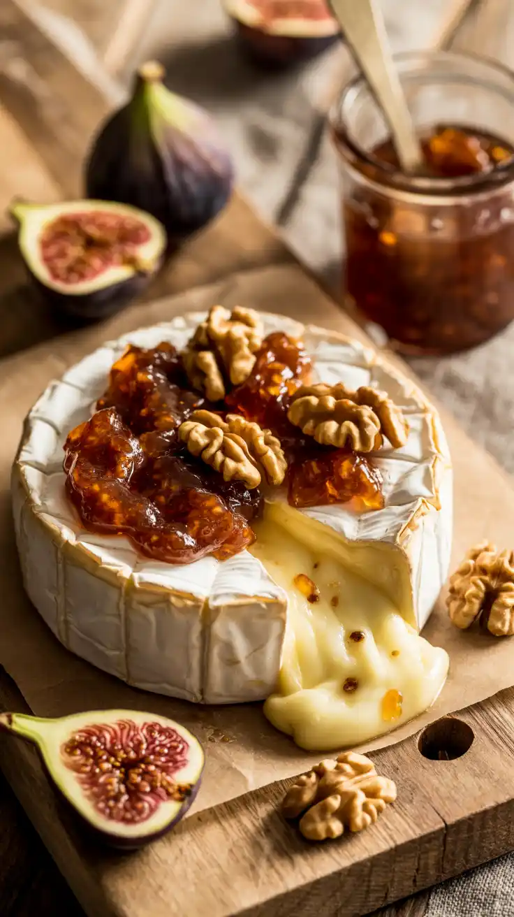 Baked Brie with Fig Jam and Walnuts